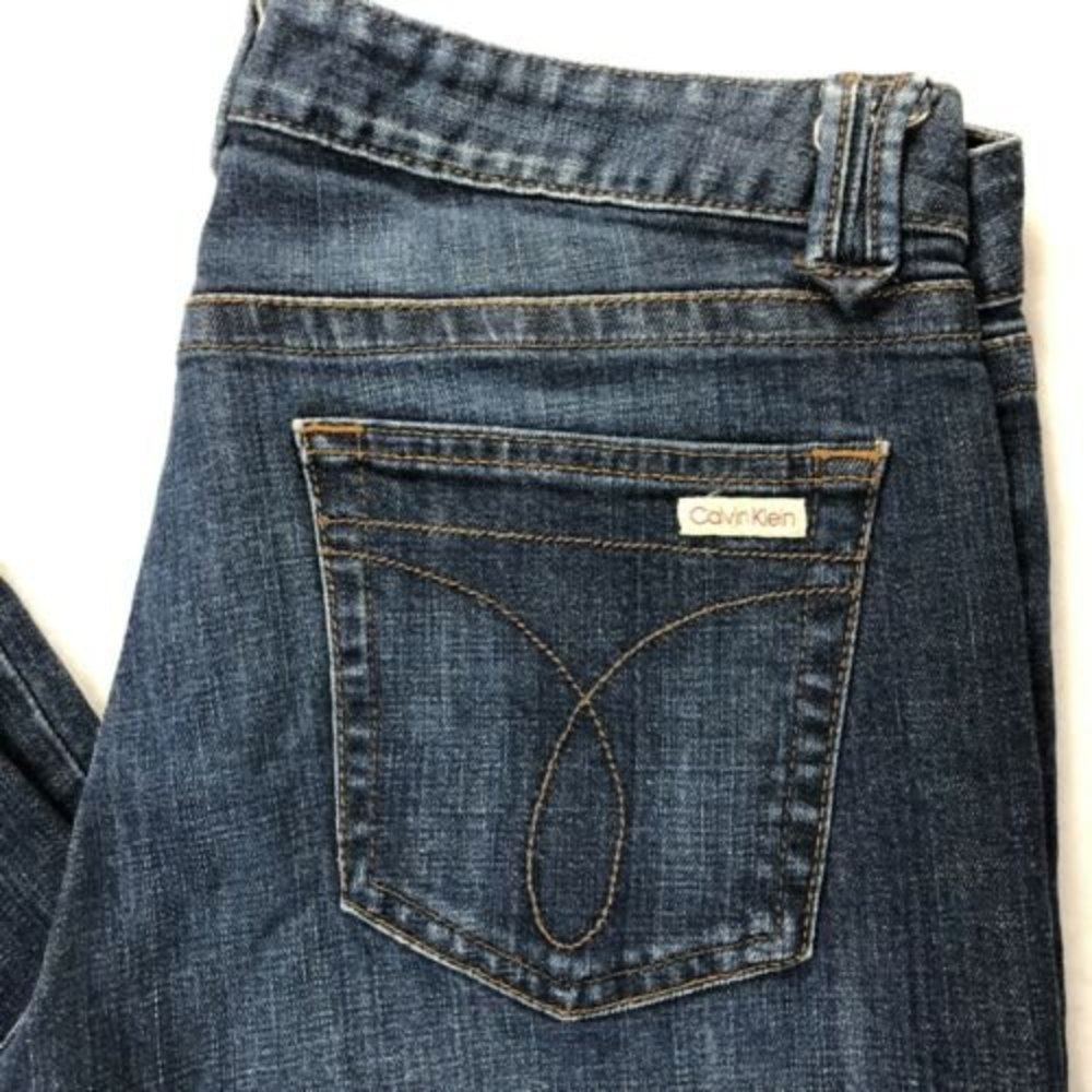 Calvin Klein Low Rise Flare Jeans Women's Size 10 Stretchy Blue Denim